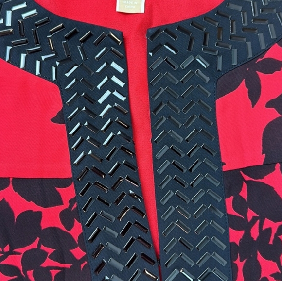 NWT MICHAEL KORS Red & Black Floral Shift Dress - Picture 4 of 11